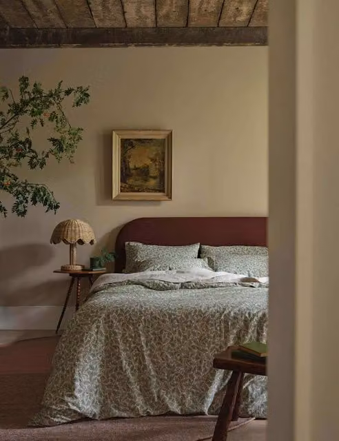 Piglet In Bed Pure Cotton Breathable Leaf Print Duvet Cover in Green Mix