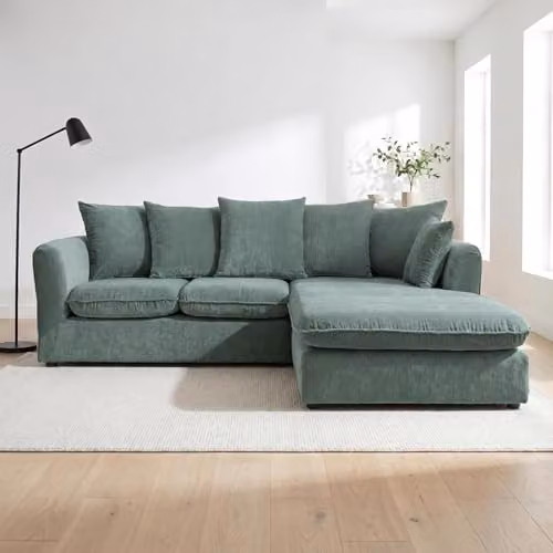 Abakus Direct Lucas Left Facing Corner Sofa in Green Velvet Chenille – 3