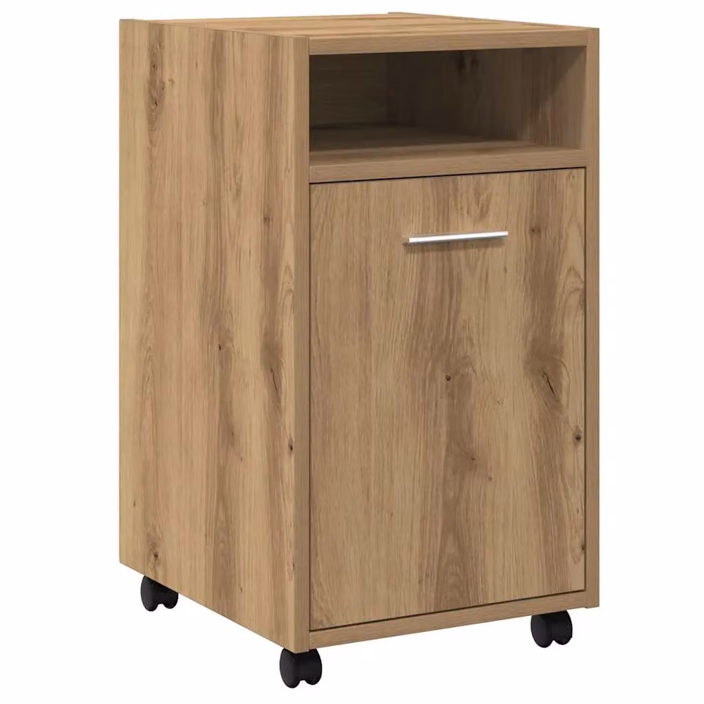 Berkfield Artisan Oak Home Cabinet with Wheels in Brown, W/D/H: 33 x 38 x 60 cm – 2