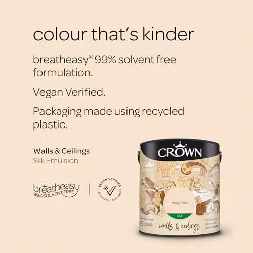 Crown Silk Emulsion Magnolia Water Based Satin Gloss Dispersion 2.5 l – 3