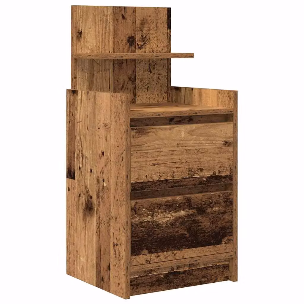 Berkfield Home Bedside Cabinet with 2 Drawers in Brown Old Wood, W/D/H: 38 x 34 x 80 cm – 2