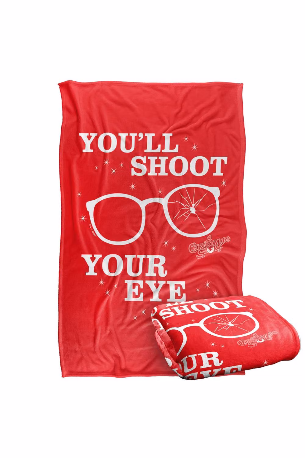 Warner Bros. A Christmas Story Shoot Your Eye Out Super Soft Silky Touch Throw Blanket, Large, Red and Multicolour – 2