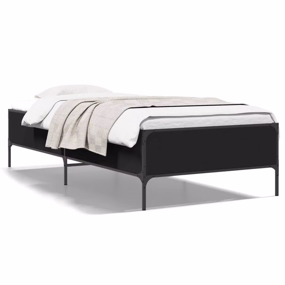 Berkfield Home Durable Single Bed Frame in Black, W/D/H: 90 x 190 cm – 3