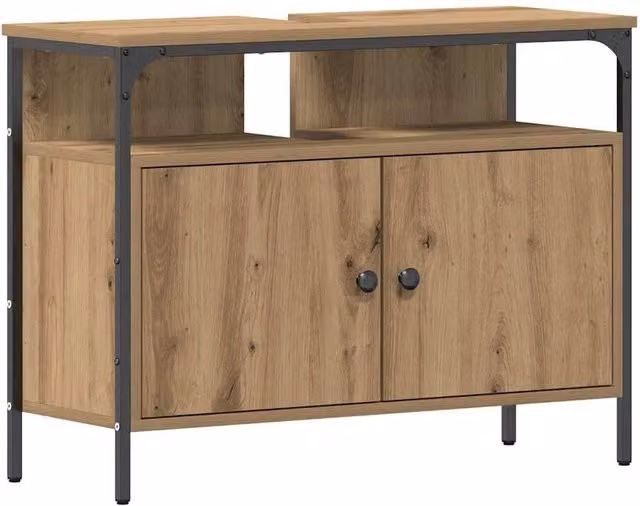 Berkfield Home Artisan Oak Bathroom Sink Cabinet in Brown, W/D/H: 80 x 30 x 60 cm – 1