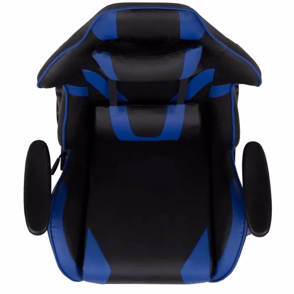 KORVIXA Gaming Chair in Black and Blue with Faux Leather and Headrest – 4