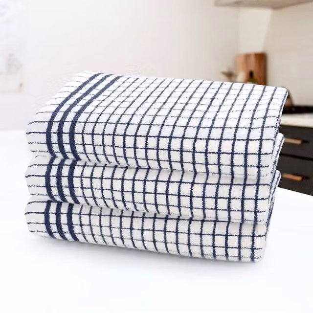 Kitchen Trends Set of 3 Blue Striped Cotton Tea Towels