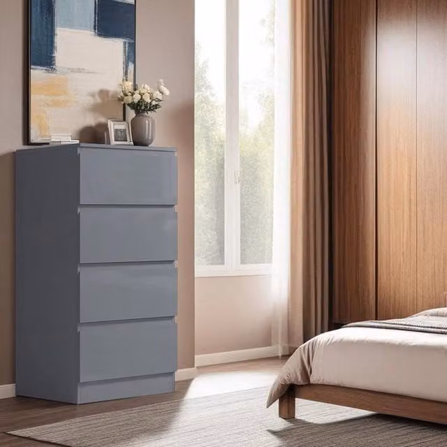 SPETLEK Modern 4 Drawer Chest of Drawers in Grey – 1