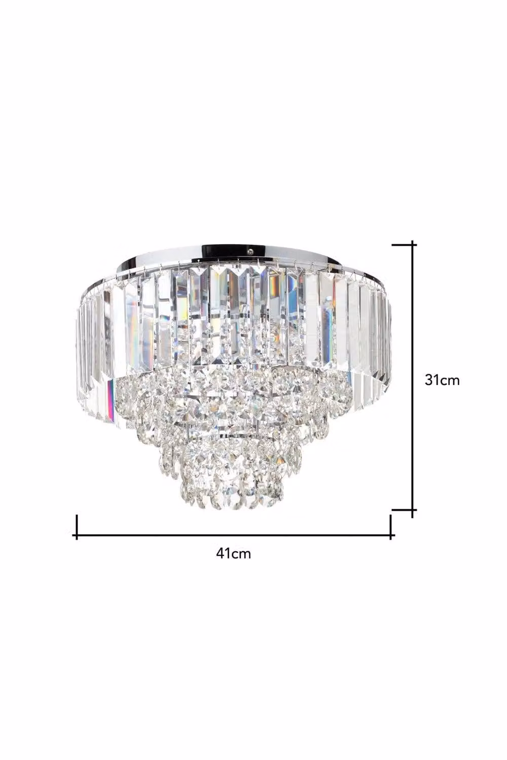 BHS Lighting Paladina Crystal Flush Ceiling Light in Chrome and Silver – 2