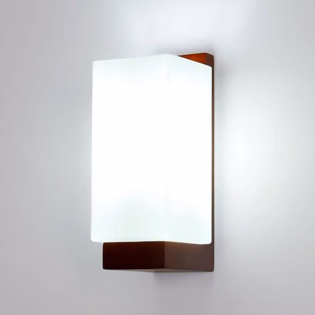 Goeco Vintage E27 Wooden Interior Wall Lamp with Glass Lampshade in Brown