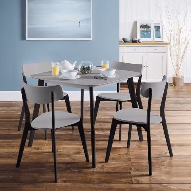 Julian Bowen Set of 4 Retro Dining Chairs in Grey and Black