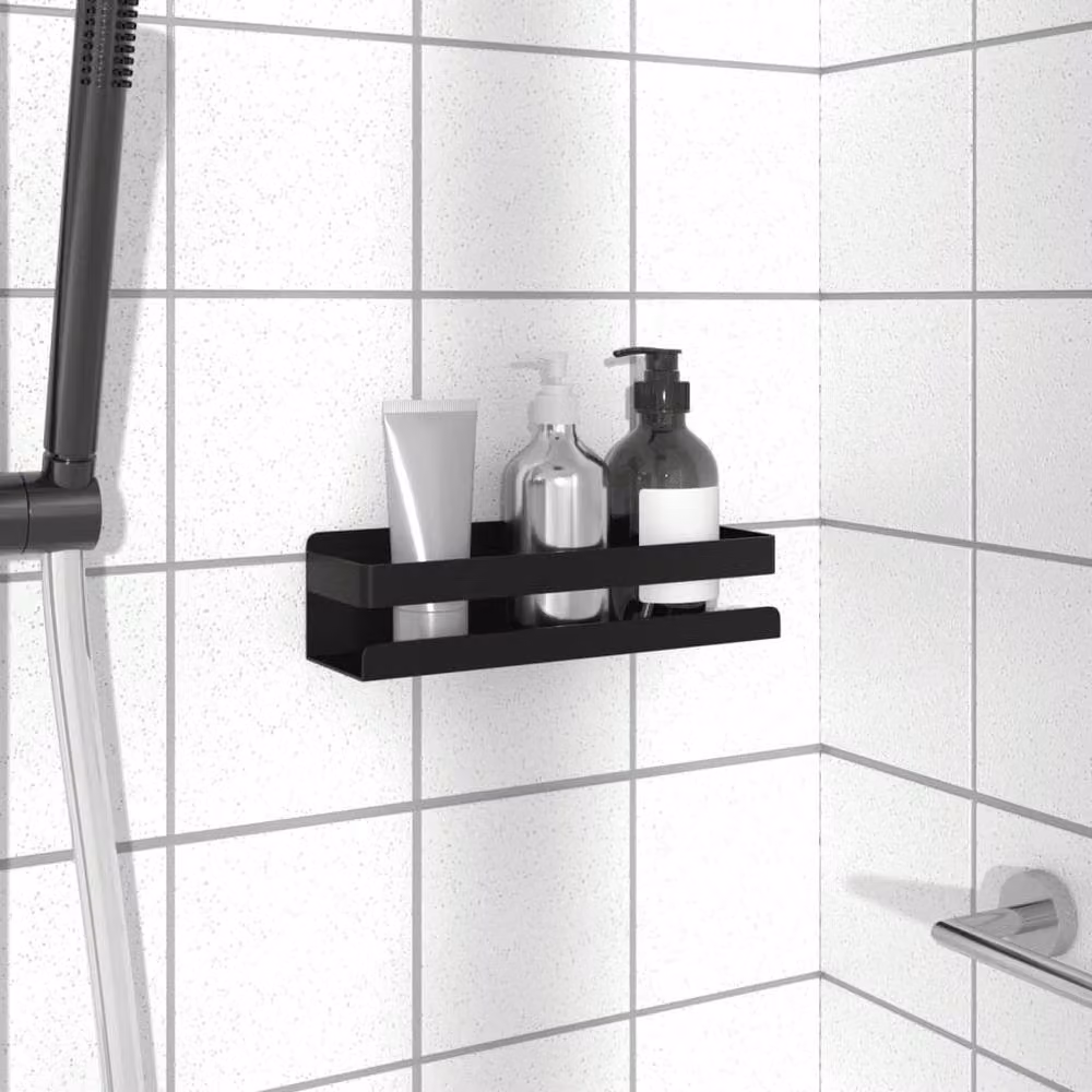Berkfield Home Matt Black Wall Mounted Shower Shelf, W/D/H: 20 x 6.5 x 6 cm – 2