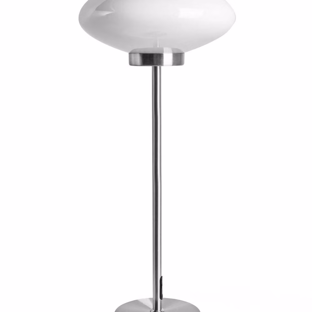 Wyld and Coco Silver Table Lamp with White Glass Dome Shade, H 55 cm x W 24 cm x D 24 cm – 2