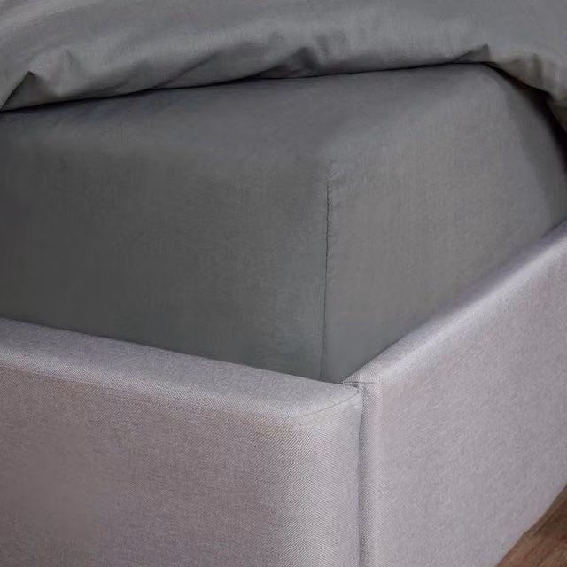 OHS Luxury 300TC 100% Cotton Plain Dye Fitted Sheet, Dark Grey, W: 180 cm x L: 200 cm