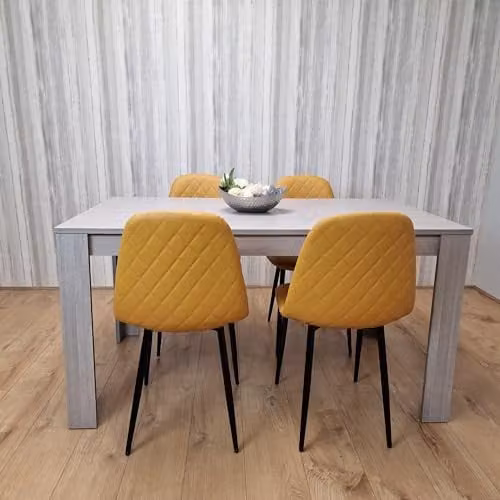 KOSY KOALA Grey Rectangular Dining Table and 4 Mustard Chairs Set