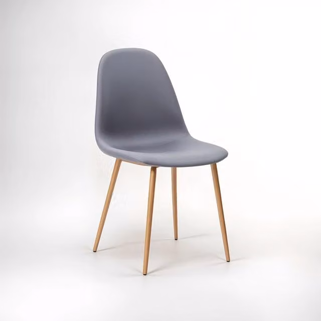 Orsina Modern Grey Fabric Dining Chair with Wood and Metal Legs