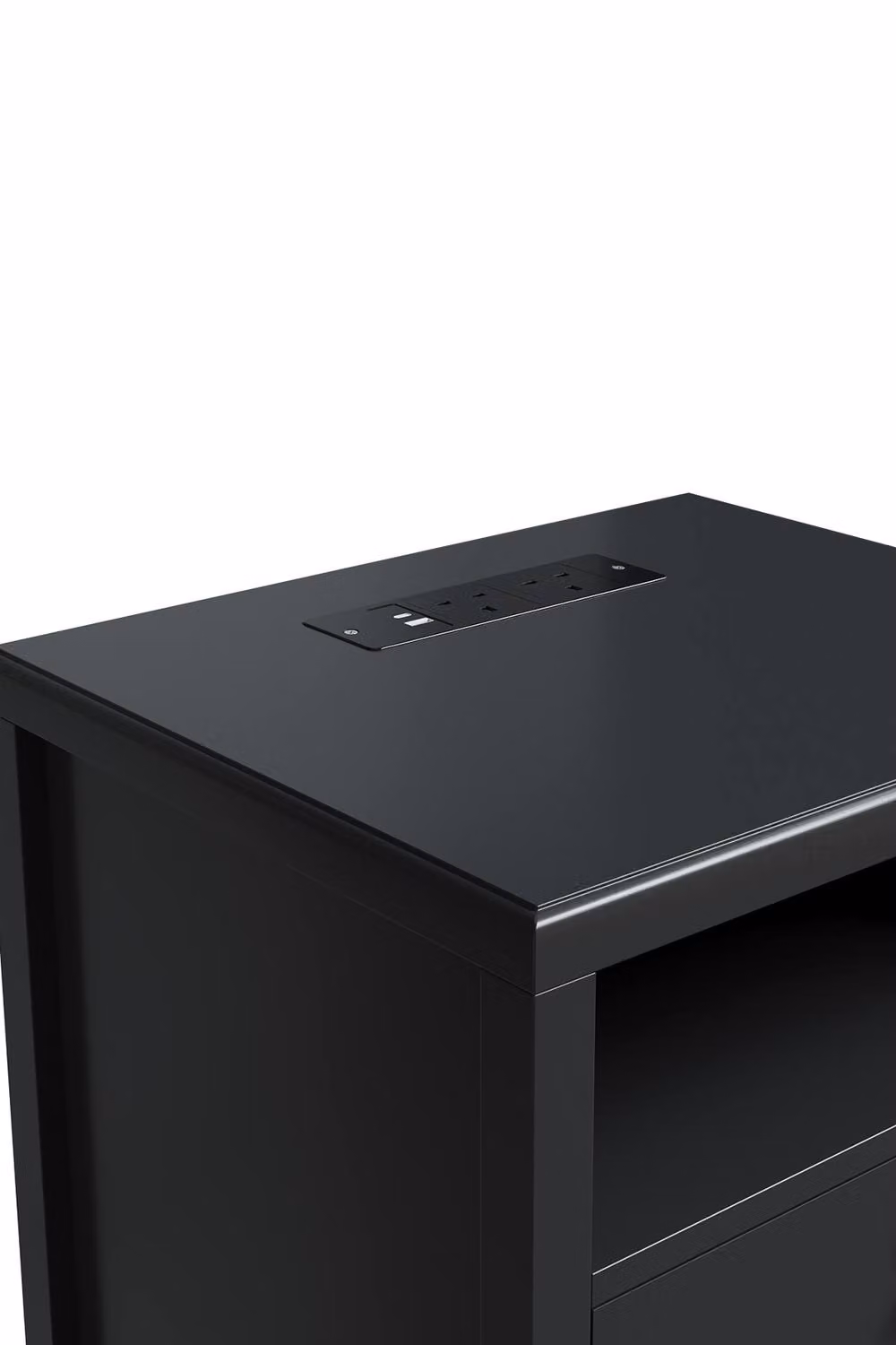 Living and Home Set of 2 Black Modern Bedside Tables with Charging Station and Drawers – 6