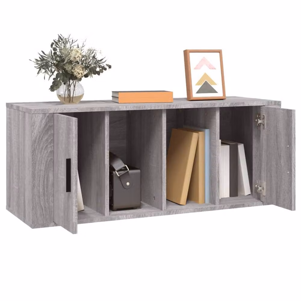 Berkfield Home Modern Grey Sonoma TV Cabinet in Matt Engineered Wood W/D/H: 100 x 35 x 40 cm – 3