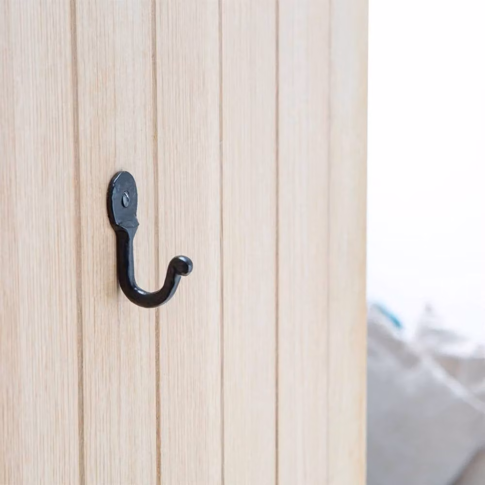 Havendro Set of 5 Black Hammered Round Cast Iron Single Hooks with Brass Details – 4
