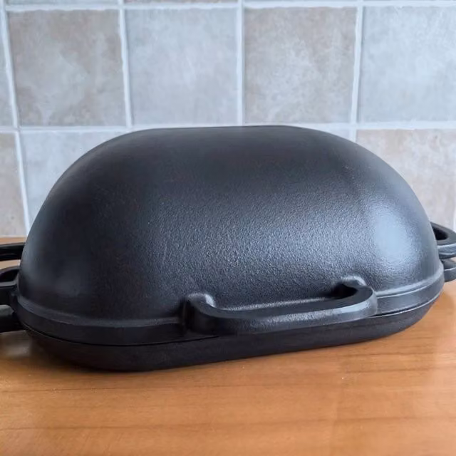 KORVIXA 2-in-1 Uncoated Cast Iron Bread Pot with Lid, Black, W/D/H: 100 cm
