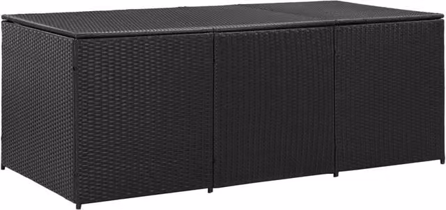 Berkfield Home Garden Poly Rattan Storage Box in Black, W/D/H: 180 x 90 x 70 cm – 1