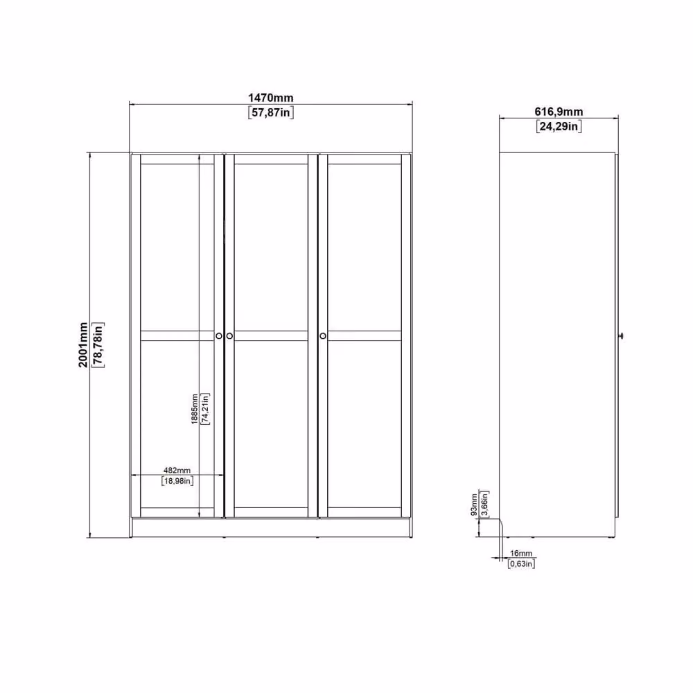 Wyld Haus Cherryfern 3 Door Wardrobe in Natural Oak, Brown – 6