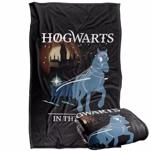 LOGOVISION Harry Potter Hogwarts Christmas in the Snow Super Soft Silky Touch Fleece Throw Blanket, Multicolour, W: 91.44 cm, L: 147 cm – 1