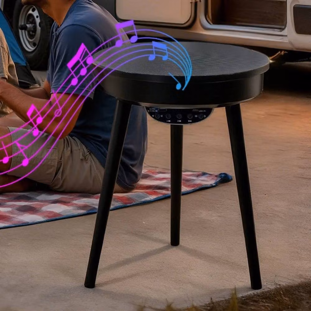 FORGEVIO Smart Round Side Table with USB Charging in Black – 4