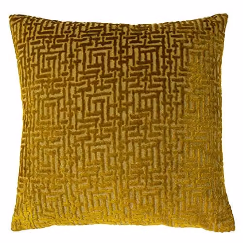 Paoletti Delphi Gold Velvet and Linen Square Cushion, W/D/H: 45 x 45 x 45 cm – 1