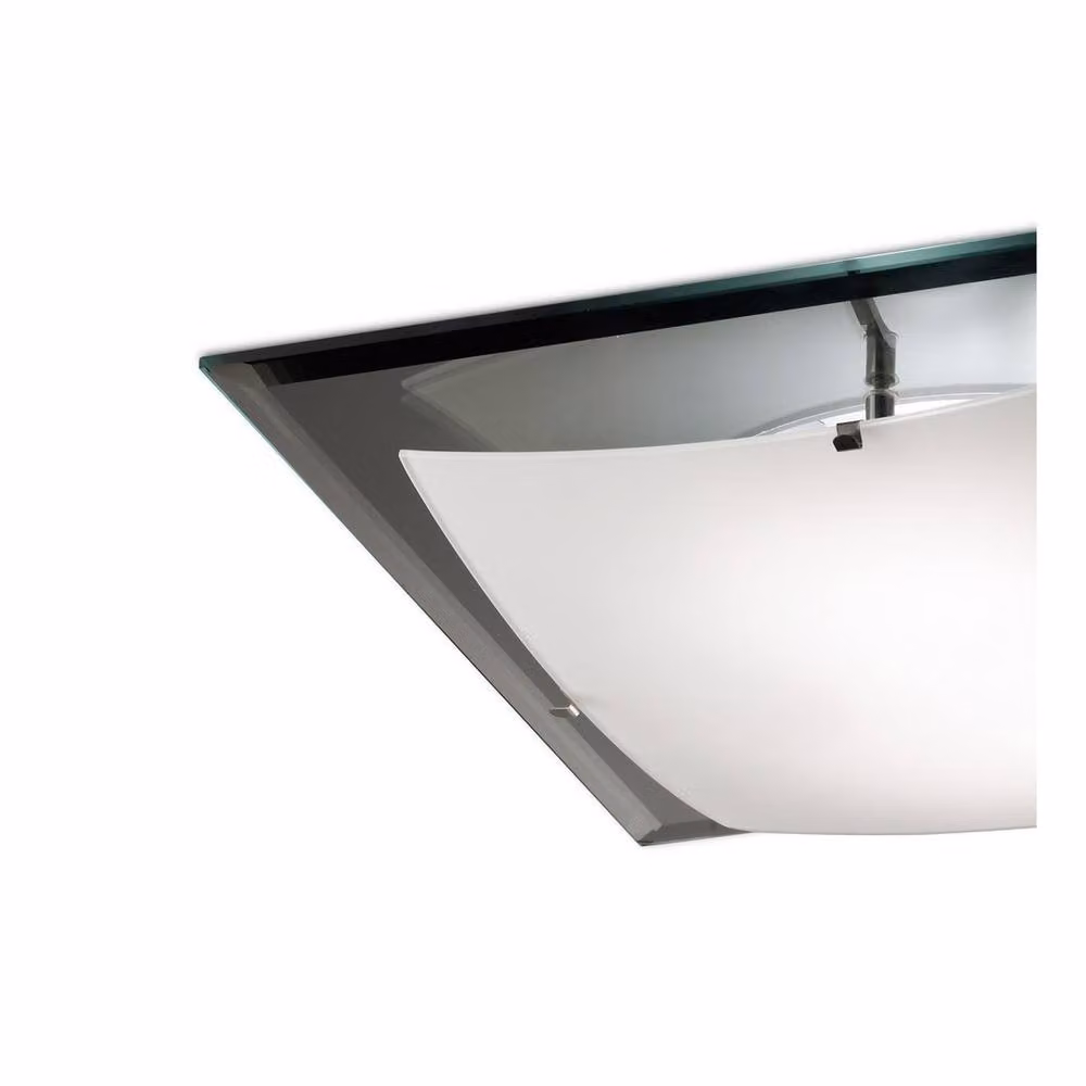 Netlighting Brooklyn Square Flush Ceiling Light in Grey and Polished Chrome with 3 x E27 Frosted Smoked Glass – 2