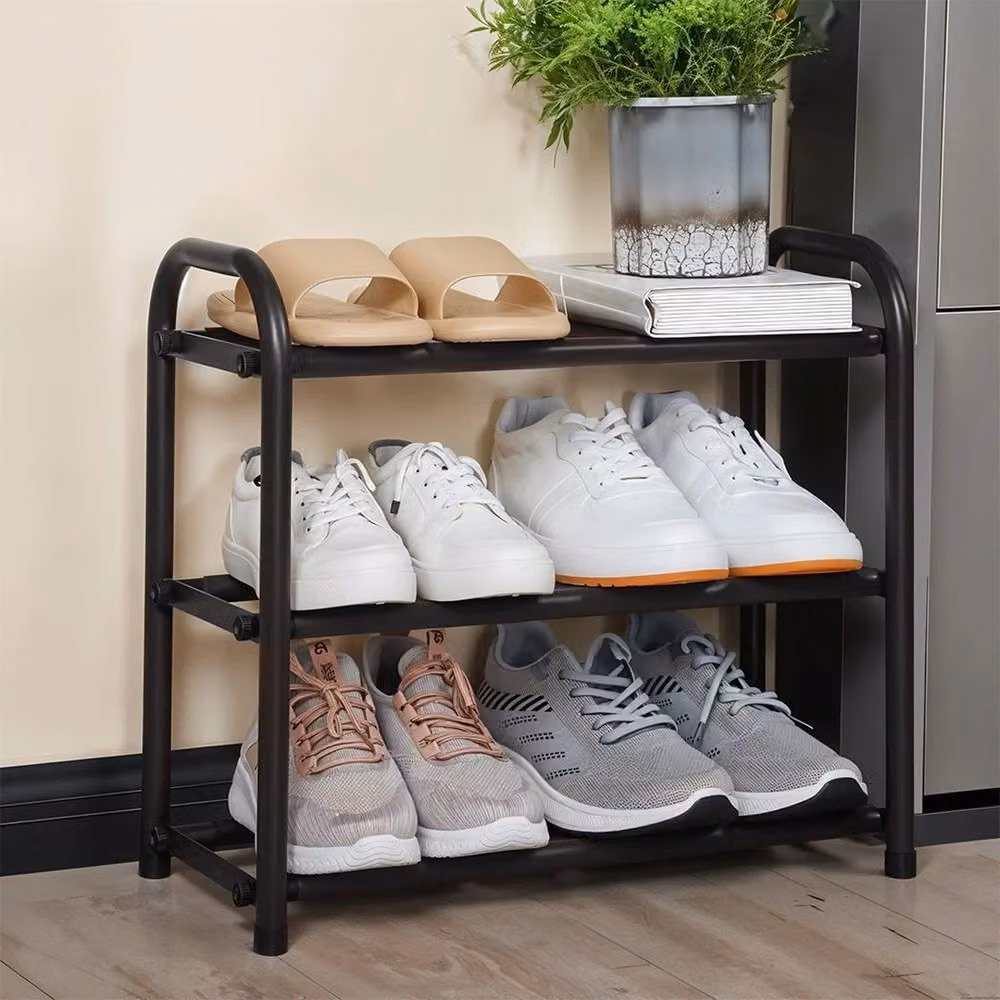 Kelvenix 3-Tier Extendable Metal Shoe Rack Stand in Matt Black, Width: 50 cm – 2