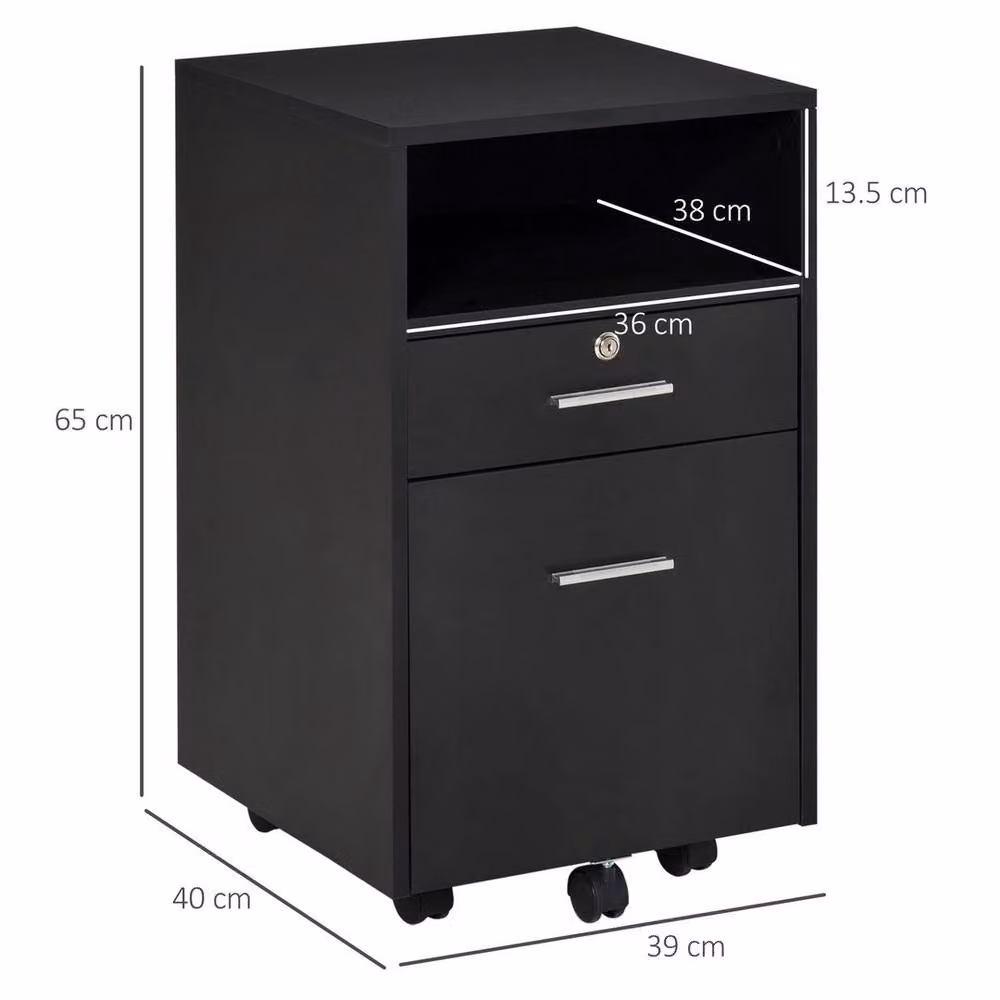 EONLION Lockable Mobile File Cabinet in Black Metal – 2
