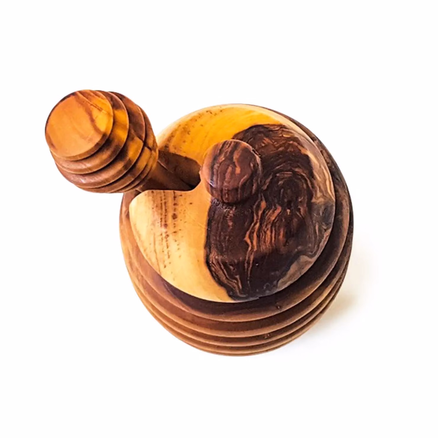 Verano Spanish Ceramics Brown Olive Wood Honey Drizzler and Pot with Lid, H: 12 cm – 2