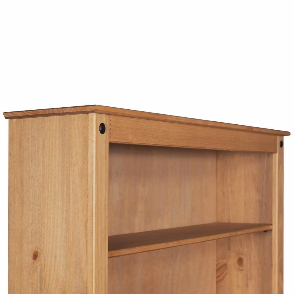 NESTLUNE Small Sideboard Hutch Top Buffet Dresser in Brown Solid Mexican Wood W: 100 cm, D: 15 cm – 3