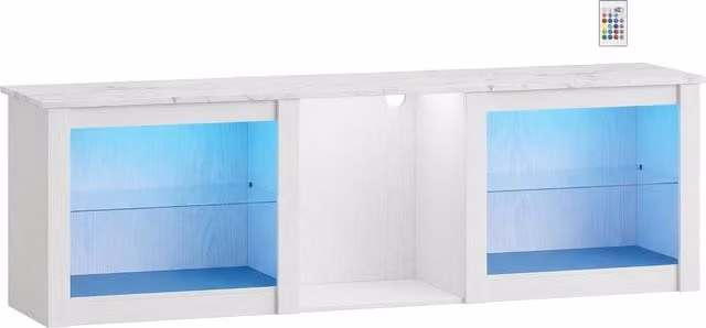 HOMCOM Modern White TV Stand with LED Lights and Storage, W: 160.0 cm, H: 51.7 cm, D: 21.5 cm