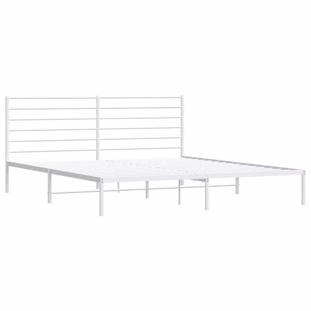 Berkfield Home Metal Bed Frame with Headboard in White, W/D: 200 x 200 cm – 2