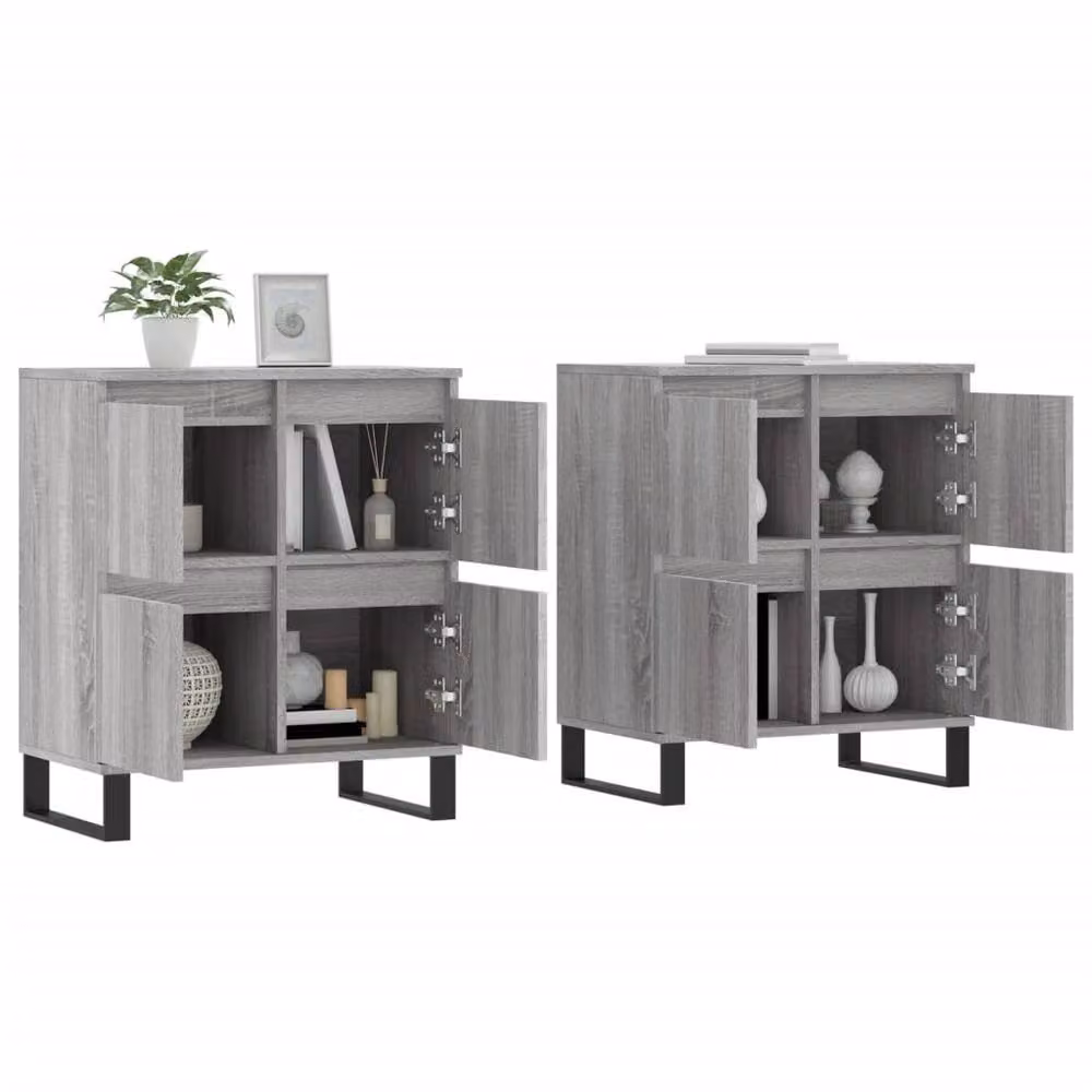 Berkfield Home Set of 2 Grey Sonoma Sideboards in Matt MDF – 3