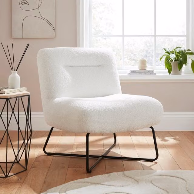 GFW Willow Boucle Teddy Accent Chair in Beige, Black or White