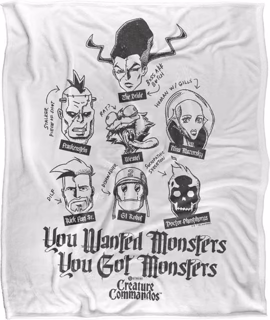 Warner Bros. Creature Commandos You Wanted Monsters Super Soft Silky Touch Polyester Throw Blanket, Large, Multicolour