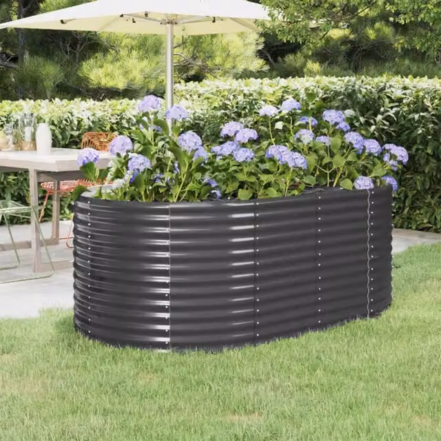 Berkfield Home Garden Powder-coated Steel Raised Bed in Anthracite Black, W/D/H: 175 x 100 x 68 cm – 1