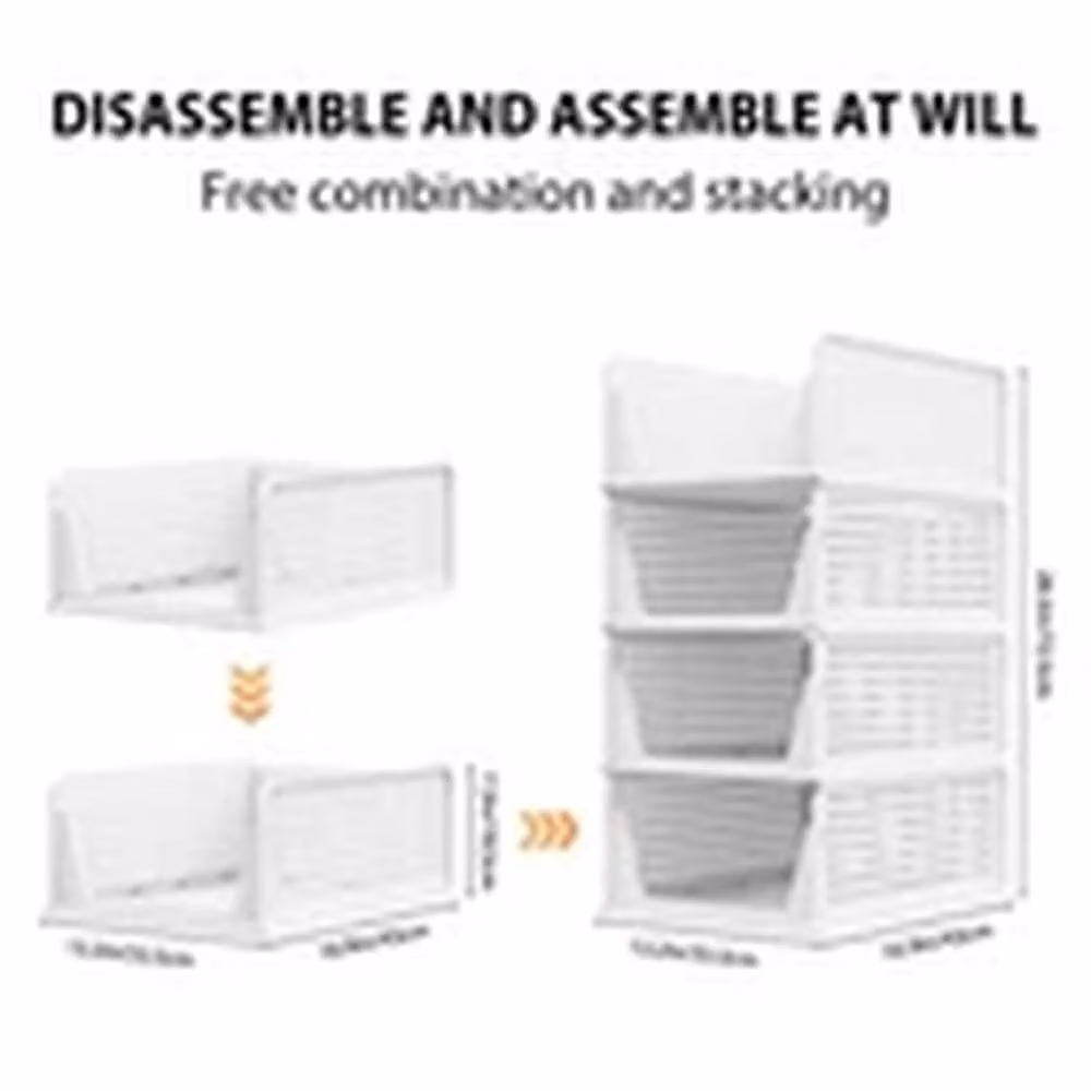 EONLION Foldable and Stackable 4 Drawer Wardrobe Storage Organiser in White – 2