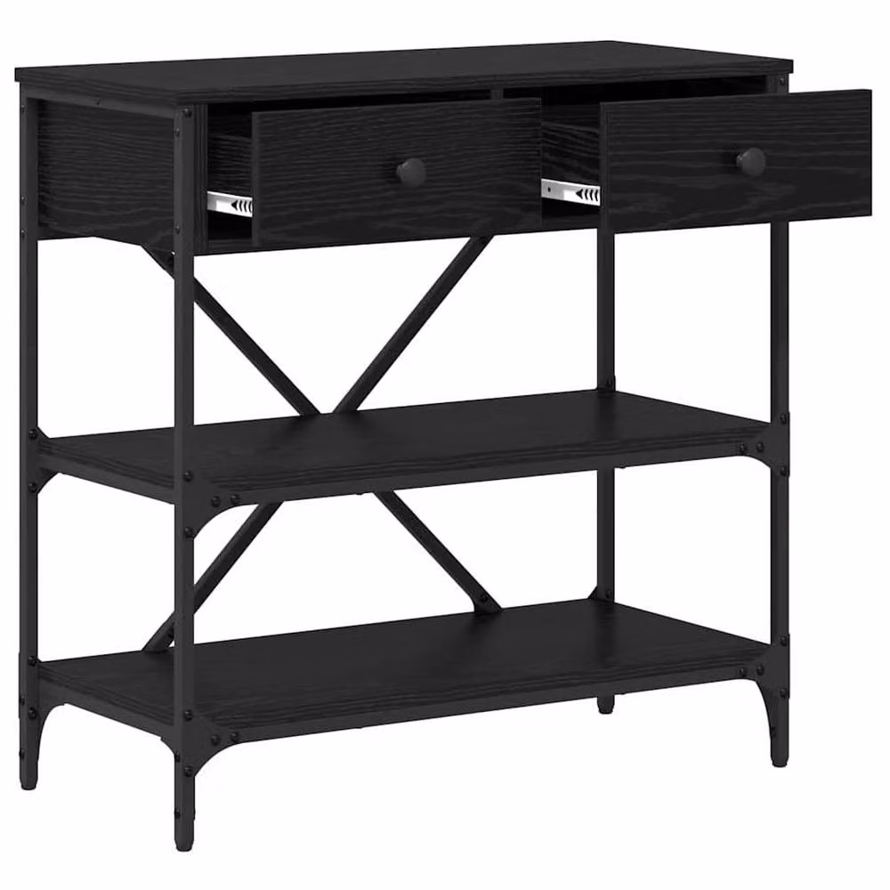 Berkfield Home Modern Black Oak Console Table with X-Frame, W/D/H: 75 x 34.5 x 75 cm – 5