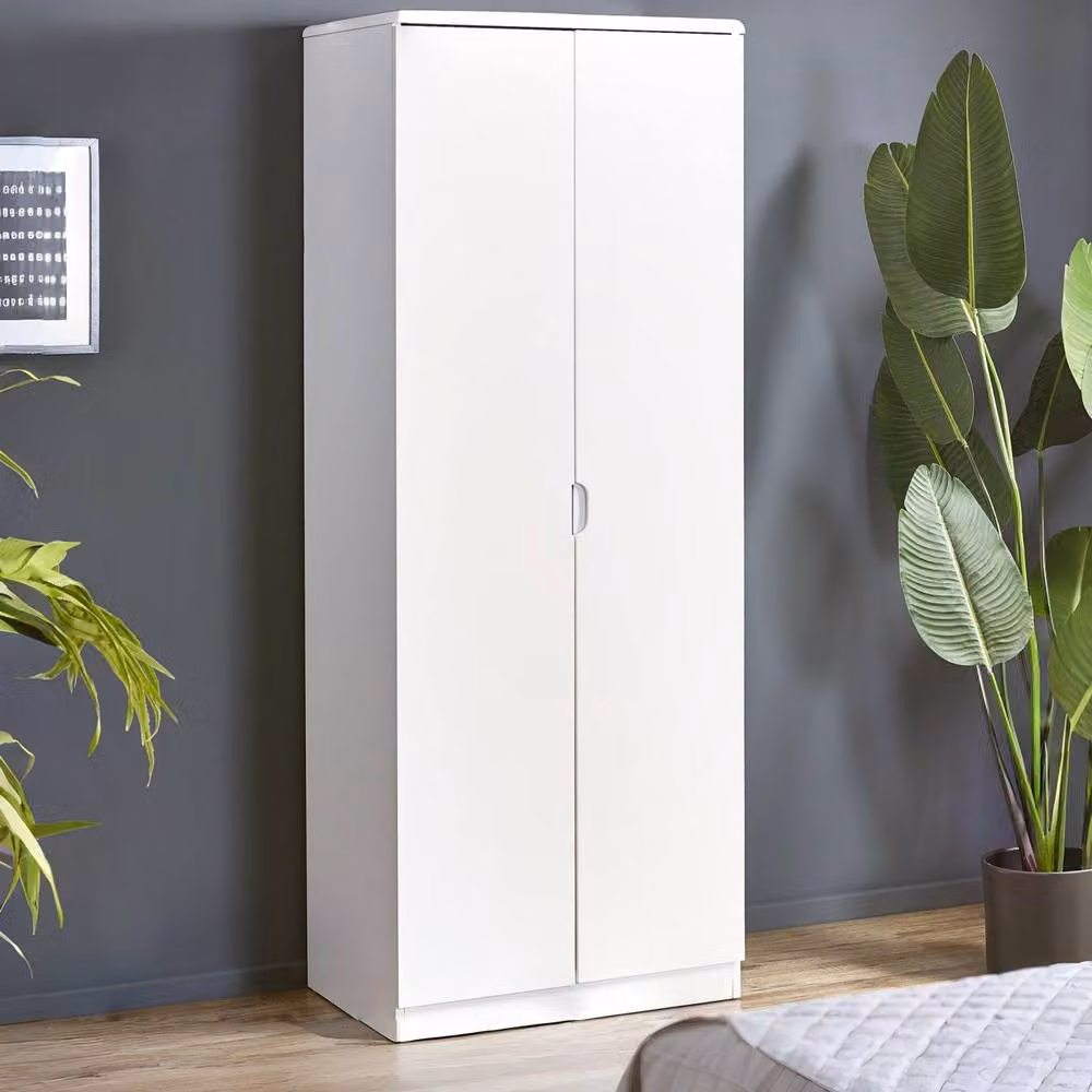 Cheshire Premium Midtown 2 Door Wardrobe in White High Gloss, H: 197.0 cm, W: 74.2 cm – 2