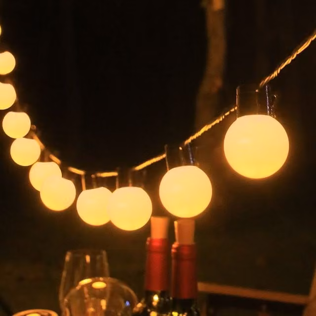 Leaper Solar USB LED Camping String Light with 20 Warm White Transparent Yellow Sphere Bulbs and Remote Control