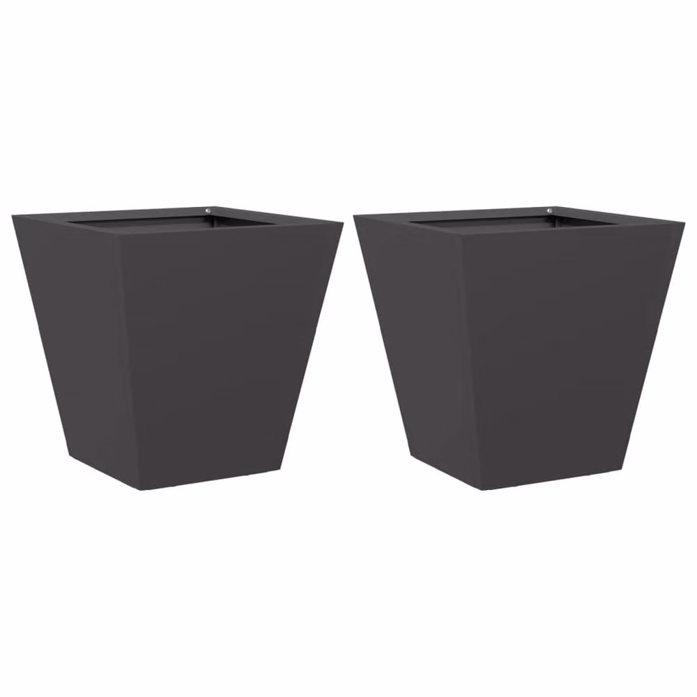 Berkfield Home Garden Steel Planter Tubs, Black, 2 Pack, W/D/H: 30 x 30 x 30 cm – 2