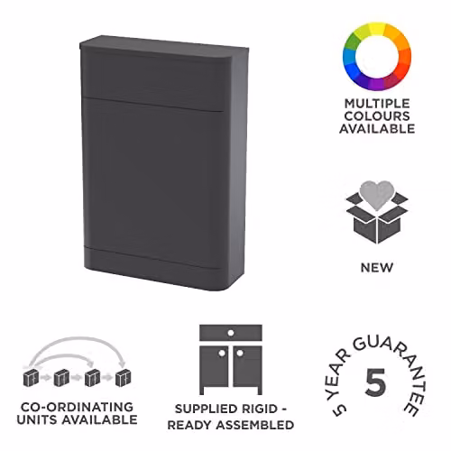 nuie Parade Modern Floor Standing Bathroom WC Toilet Unit, Satin Anthracite – 2