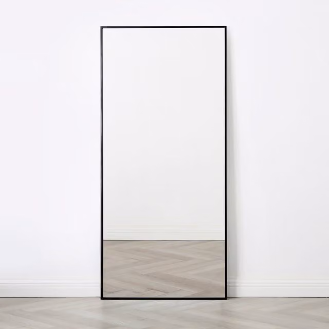 Anax Full Length Rectangular Wall Mirror in Black, H 170 cm x W 80 cm