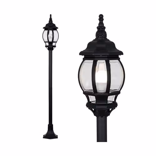 ValueLights Windsor Modern Black Bollard Lantern Outdoor Post Light – 1