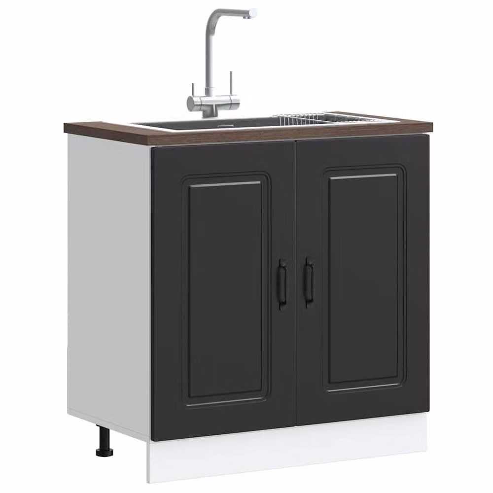 Berkfield Home Kalmar Sink Base Cabinet, Black, W/D/H: 80 x 46 x 81.5 cm – 1