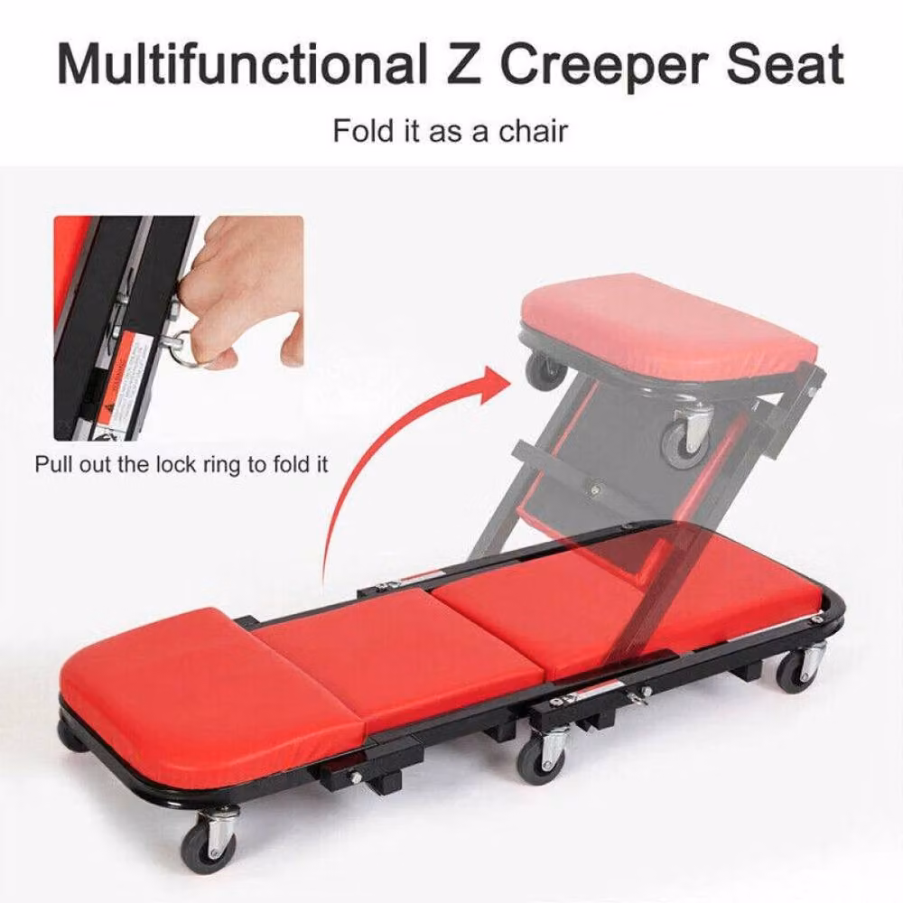 Kelvenix 2-in-1 Mobile Folding Rolling Padded Trolley in Red – 3