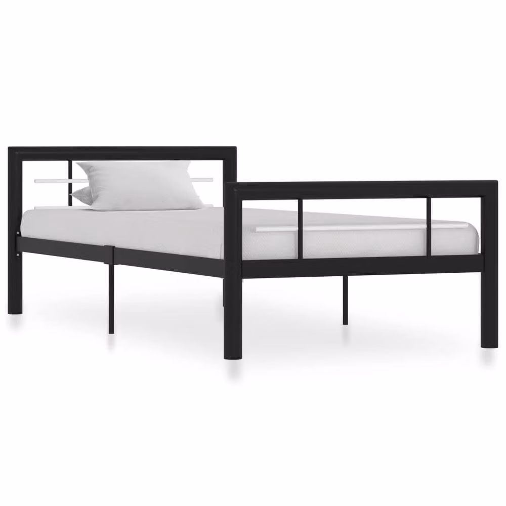 Berkfield Home Elegant Metal Bed Frame in Black and White, W/D/H: 90 x 200 x 103.5 cm – 2